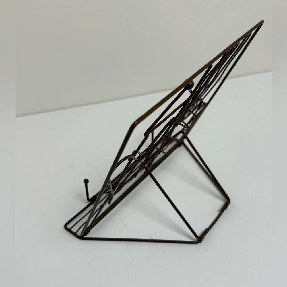 Adorable Tea Motif Brown Metal Cookboook Stand